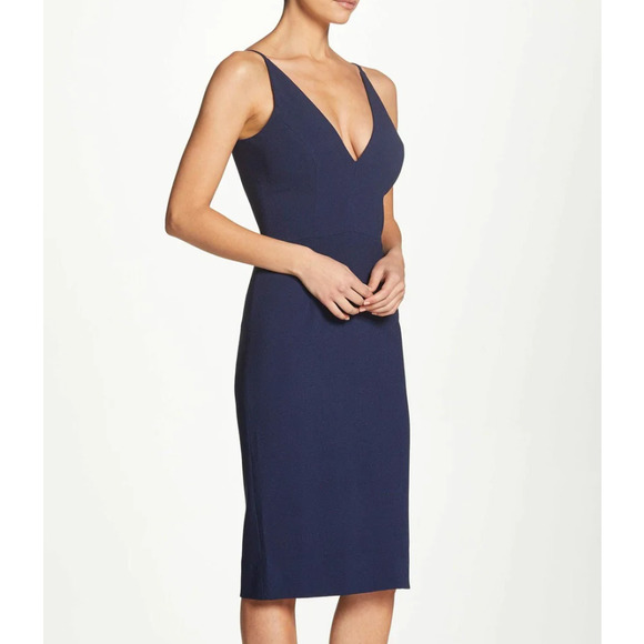 Dress the Population Lyla Timeless Deep V-Neckline Sheath Dress EUC Size Large - Picture 2 of 9